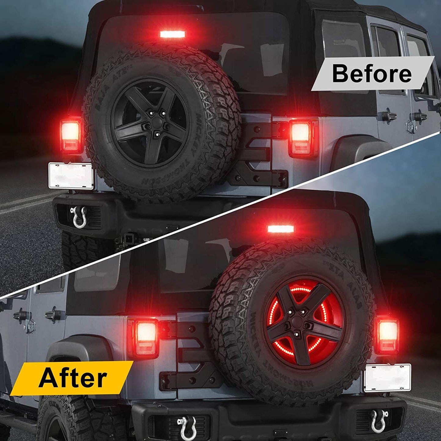 14" LED Spare Tire Light Rear Brake Light For 07-18 Jeep Wrangler JK &18+JL