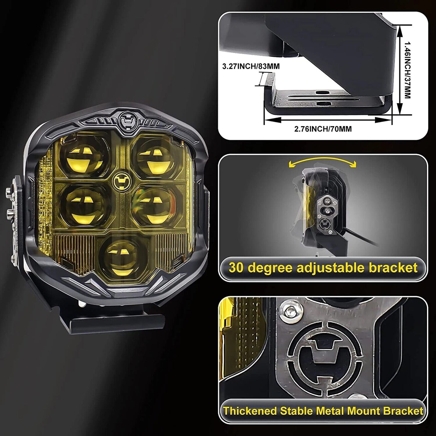 7 inch 95W LED Headlight Fog Lights H/L beam for Can-Am Maverick X3 RZR 1000