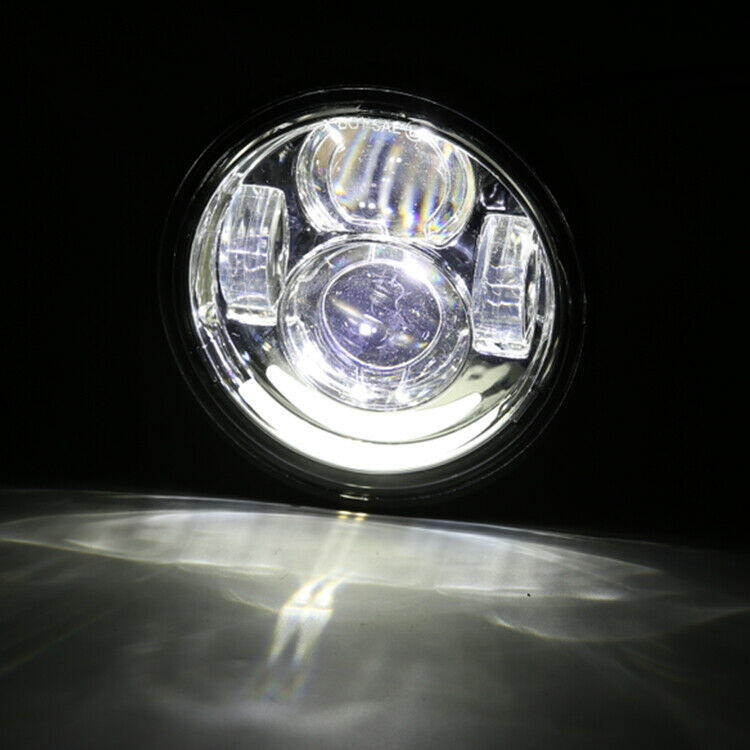 4.65 Inch Black Dual LED Headlight DRL Hi/Low Beam For Harley Dyna Fat Bob FXDF