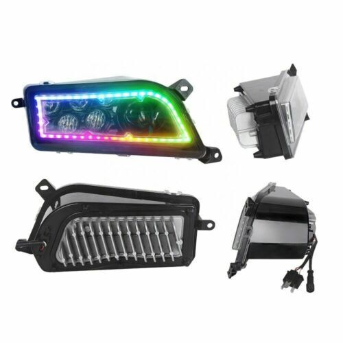 Pair ATV RGB LED Headlights Halo Angel Eye For 2014-2021 Polaris RZR 900 1000 XP