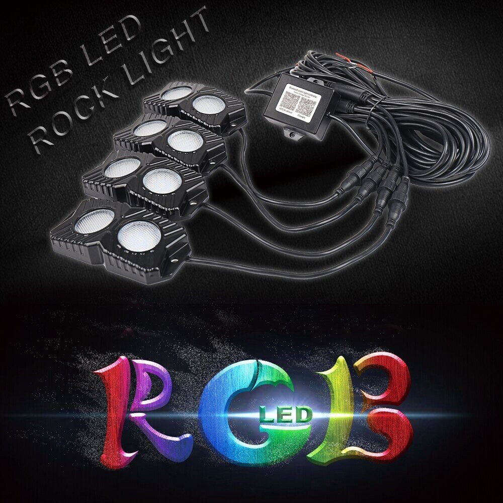 Multi-color Led Rock Light kit App Remote Control for Car Truck UTV RZR Off Road