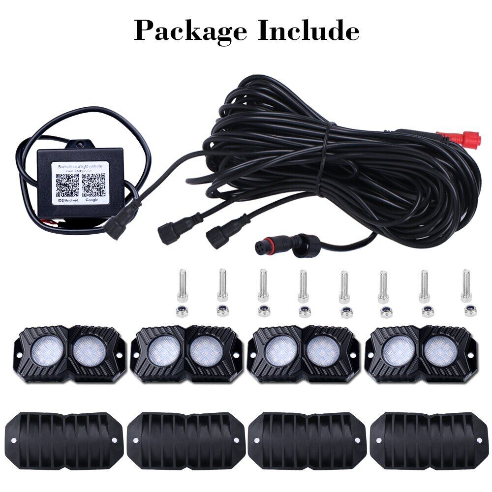 Multi-color Led Rock Light kit App Remote Control for Car Truck UTV RZR Off Road