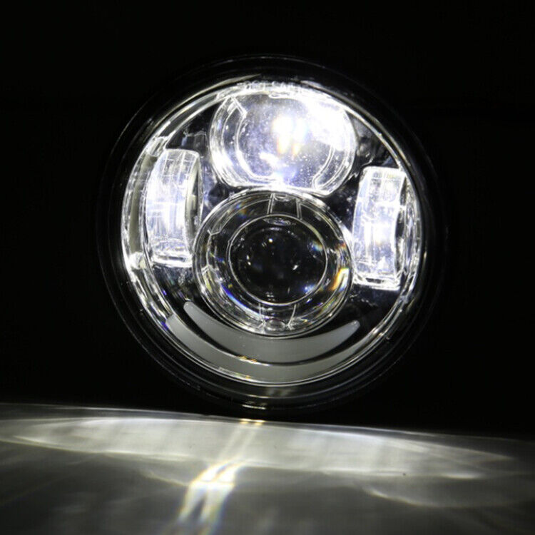 4.65 Inch Black Dual LED Headlight DRL Hi/Low Beam For Harley Dyna Fat Bob FXDF