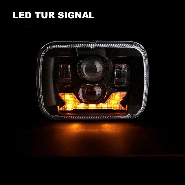 7x6'' 5x7" LED Headlight High Low Beam Halo DRL For Jeep Cherokee XJ YJ Chevy