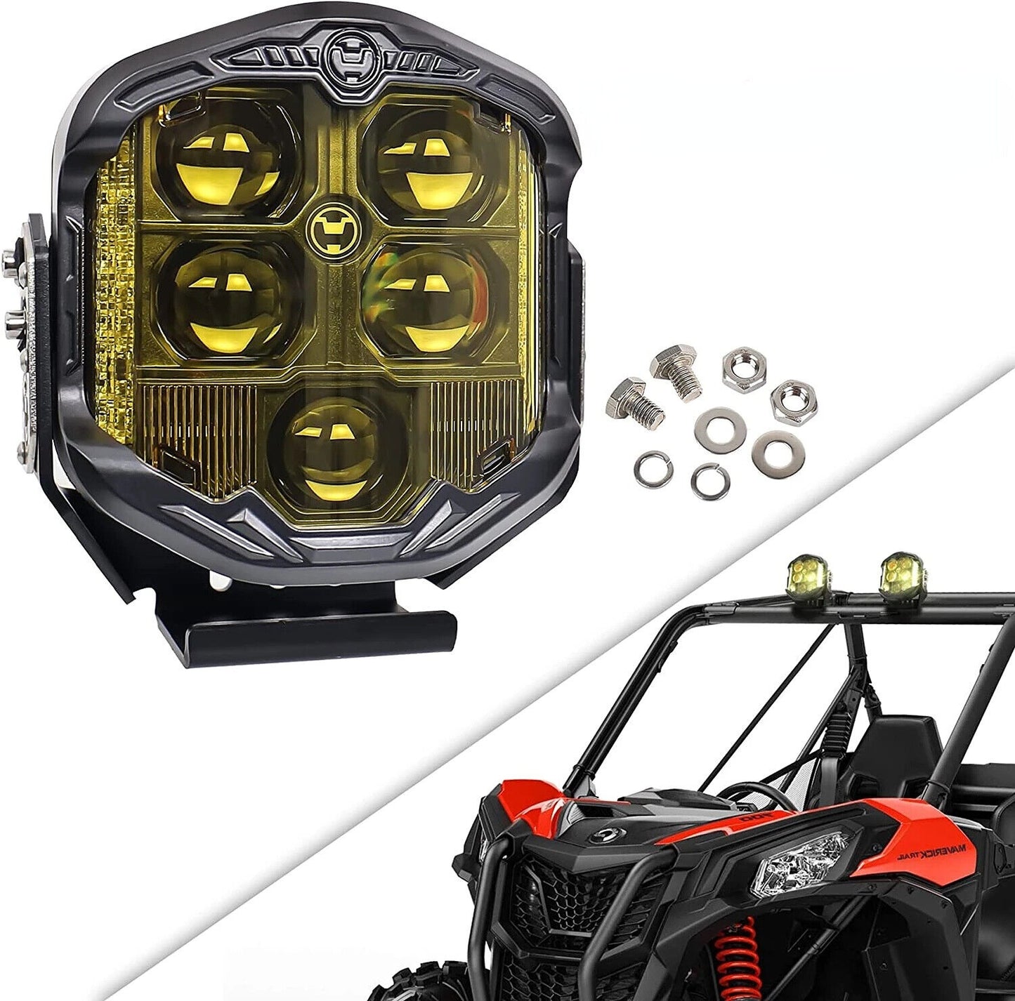 7 inch 95W LED Headlight Fog Lights H/L beam for Can-Am Maverick X3 RZR 1000