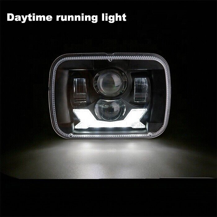 7x6'' 5x7" LED Headlight High Low Beam Halo DRL For Jeep Cherokee XJ YJ Chevy