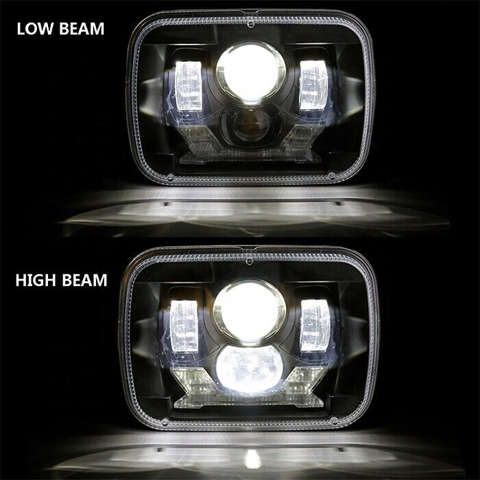 7x6'' 5x7" LED Headlight High Low Beam Halo DRL For Jeep Cherokee XJ YJ Chevy