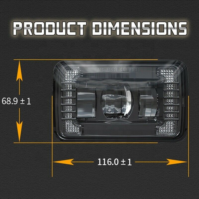 Black Pair LED Fog Lights Square Bumper Driving Lamps For Ford F150 2015-2019