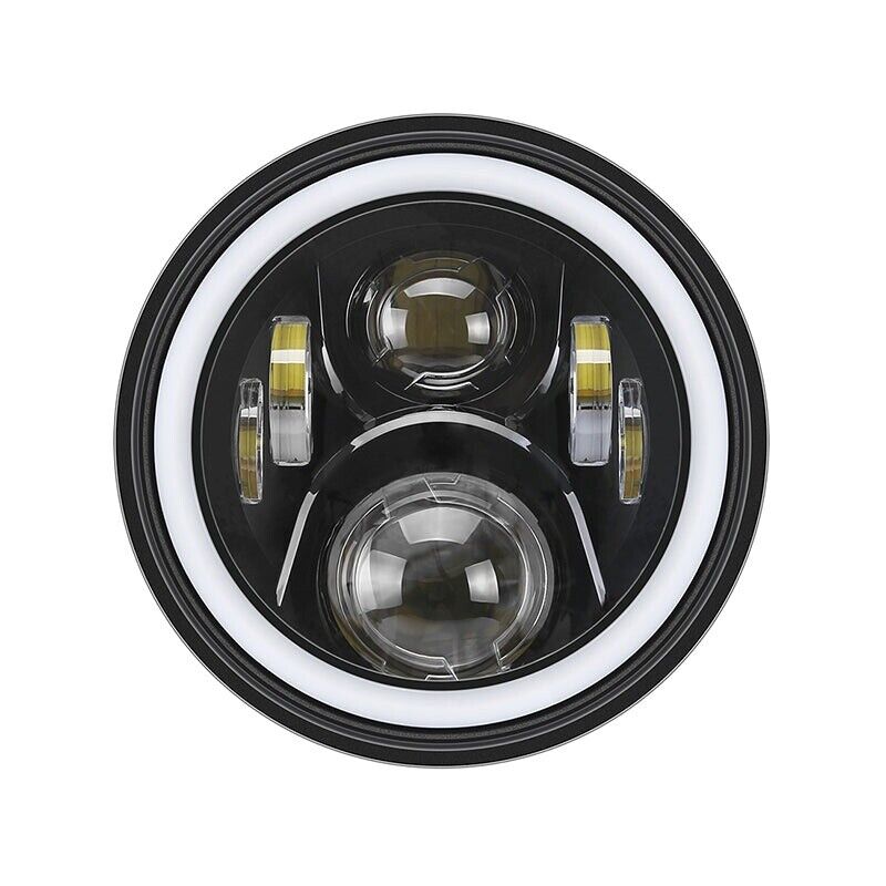 LED RGB Halo Headlight with Amber Turn Signal Fog Light Kit Combo For Jeep JK