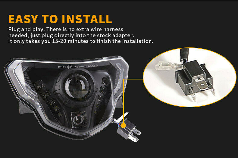 Motorcycle LED Front Headlight Assembly with Angel Eye For BMW G310GS/G310R