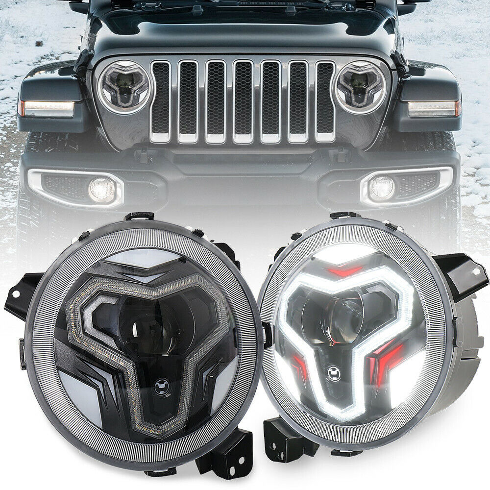 9" Led Halo Turn Signal Headlight for Jeep Wrangler JL JLU Gladiator 2018-2022