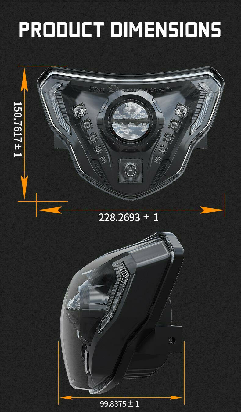 Motorcycle LED Front Headlight Assembly with Angel Eye For BMW G310GS/G310R