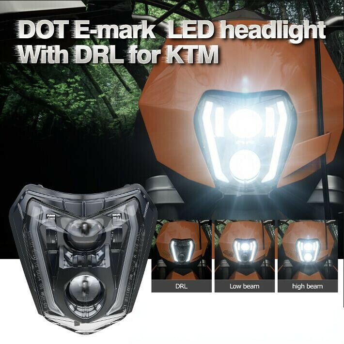 For KTM 250 350 450 500 690 Enduro R SMC-R Headlight Hi/Lo Beam with Turn  Signal