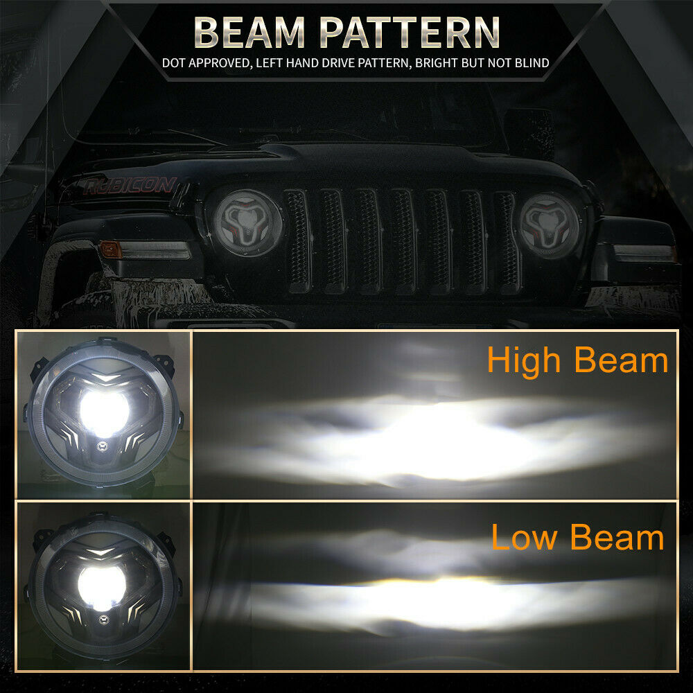 9" Led Halo Turn Signal Headlight for Jeep Wrangler JL JLU Gladiator 2018-2022