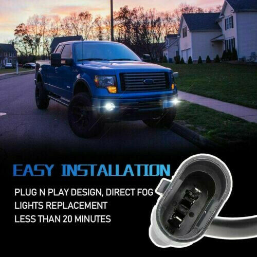 Plug and Play 48W Pair Bumper LED Fog Lights Black Fit For Ford F150 2009 - 2014