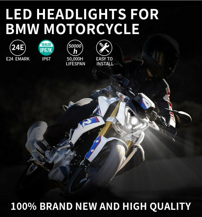 Motorcycle LED Front Headlight Assembly with Angel Eye For BMW G310GS/G310R