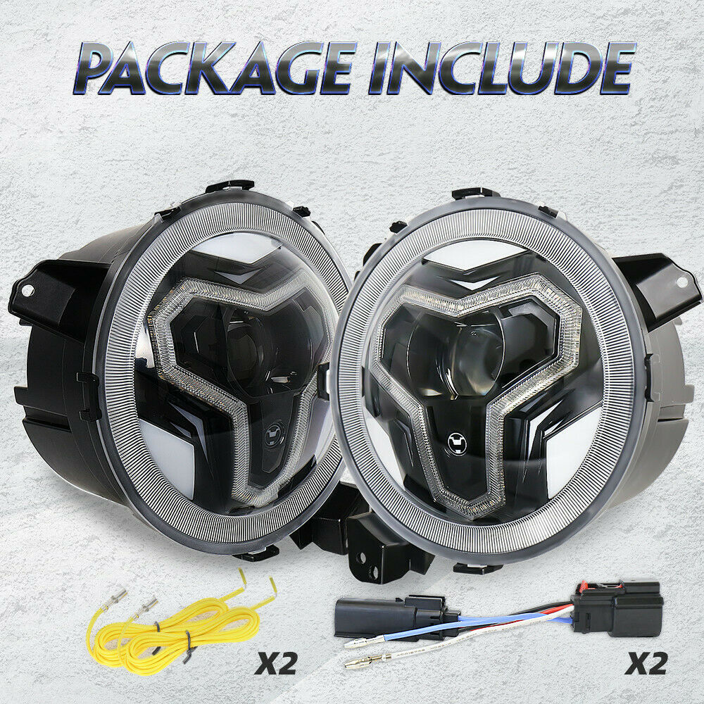 9" Led Halo Turn Signal Headlight for Jeep Wrangler JL JLU Gladiator 2018-2022
