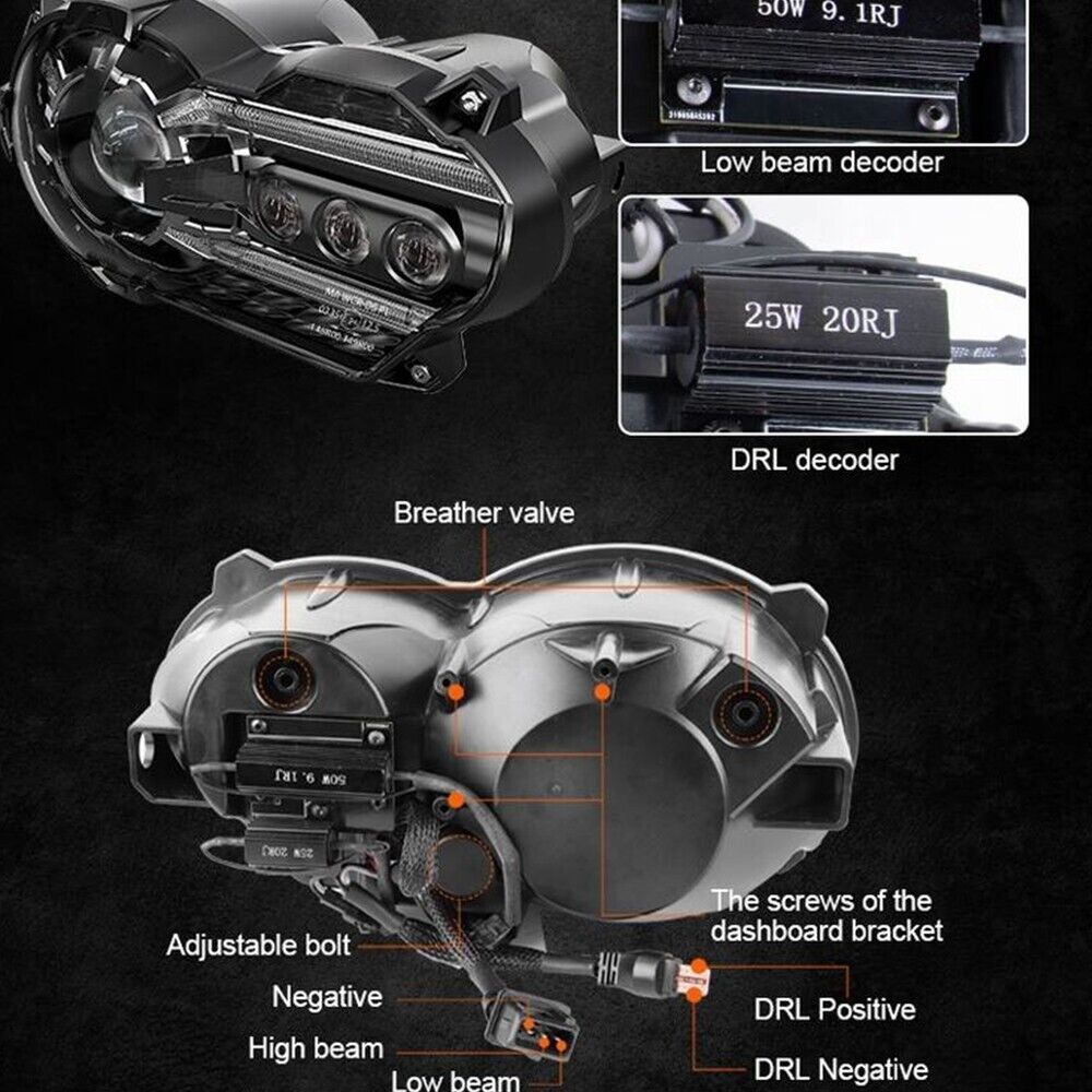LED Headlight headlamp H/L beam DRL For BMW R1200GS 2004-2012 R1200GS Adv 05-13