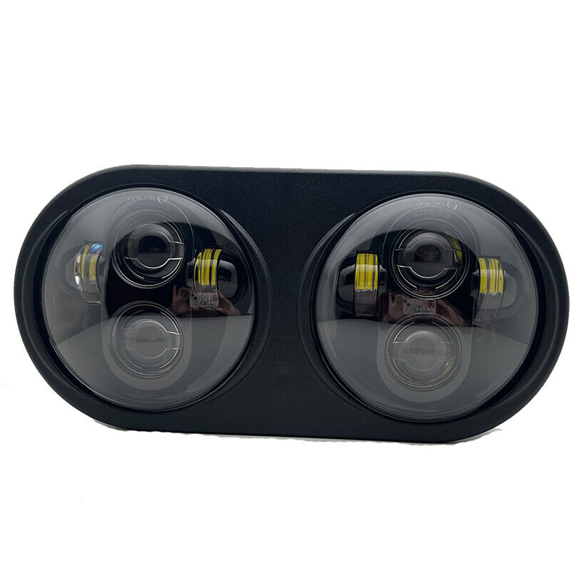 For Touring Road Glide FLTR 1998-2013 Black Dual LED Projector Headlight Lamp