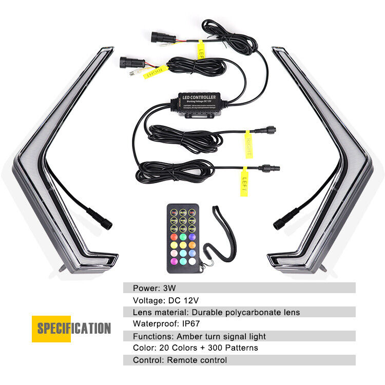 LED Turn Signal Light RGB Fang Accent Light APP Control For RZR XP 1000 2019 up