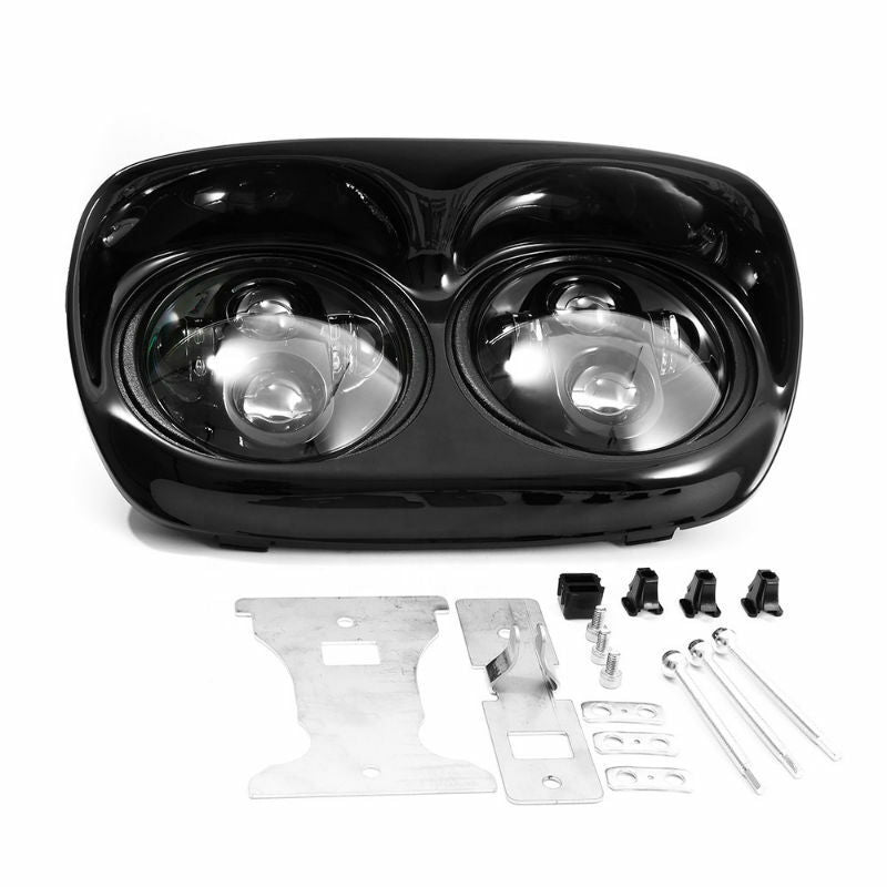 For Touring Road Glide FLTR 1998-2013 Black Dual LED Projector Headlight Lamp