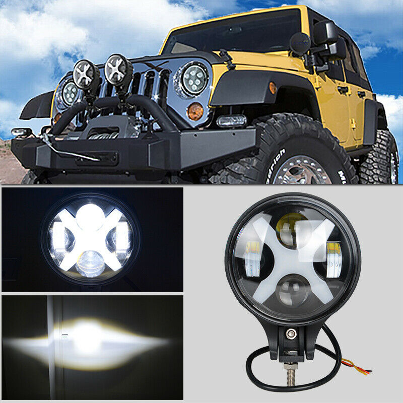 2X 6" 60W Round LED Spot Light X DRL Turn Signal Waterproof For Jeep Off-road