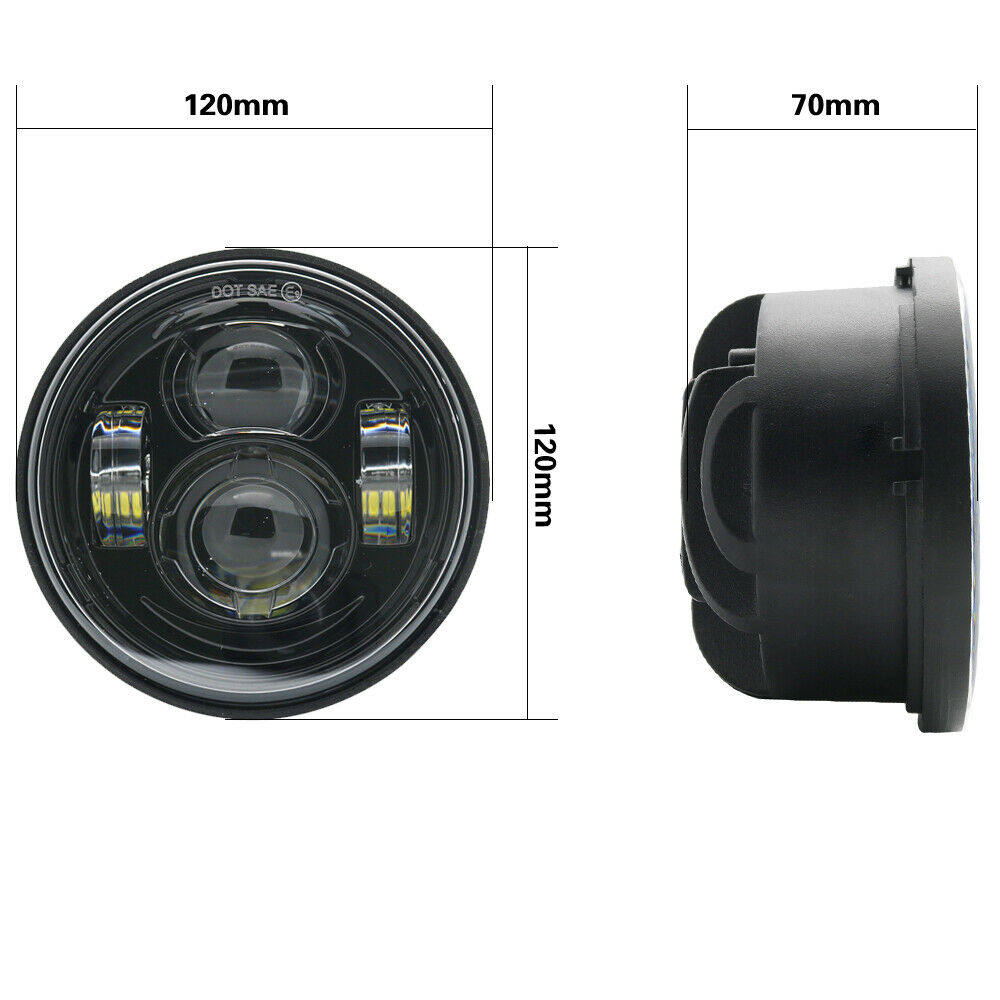 4.65 Inch Black Dual LED Headlight DRL Hi/Low Beam For Harley Dyna Fat Bob FXDF