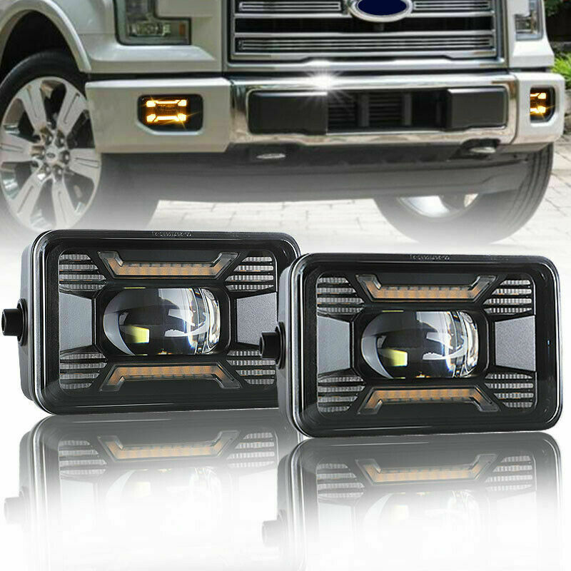 Fog Lights Bumper Amber Driving Lamp Assembly for 2015-20 Ford F-150 White LED