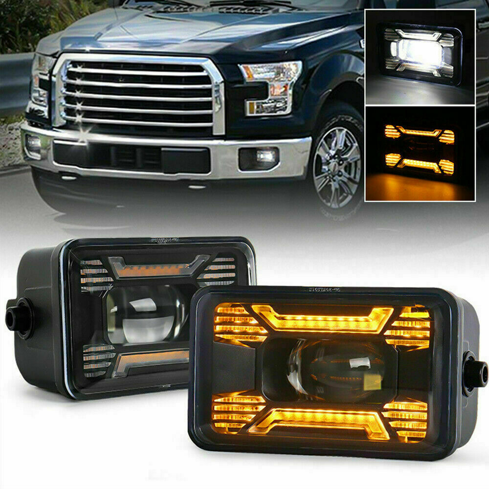 Fog Lights Bumper Amber Driving Lamp Assembly for 2015-20 Ford F-150 White LED