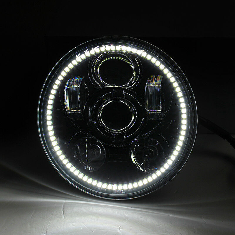 Bagger Part Black 5 3/4" LED Headlight LED Halo Ring for Indian Scout 60 Bobber