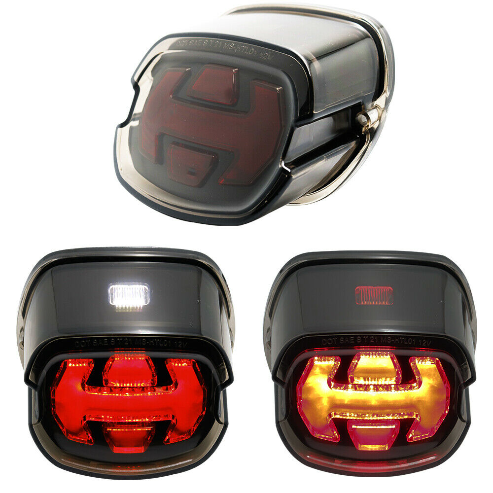 Smoke Rear Brake Turn Signals LED Tail Light For Harley Dyna Sportster Touring