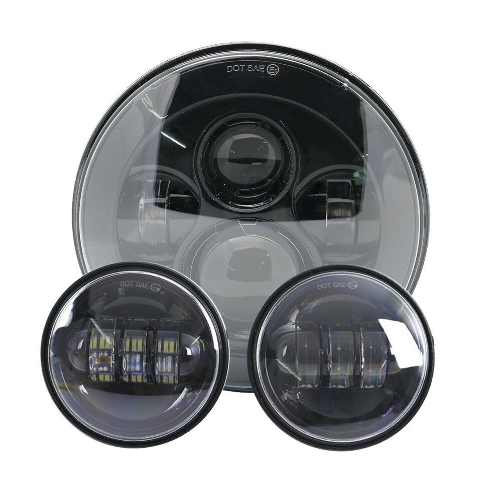 7" New LED Projector Headlight + Passing Lights For Harley Touring Electra Glide