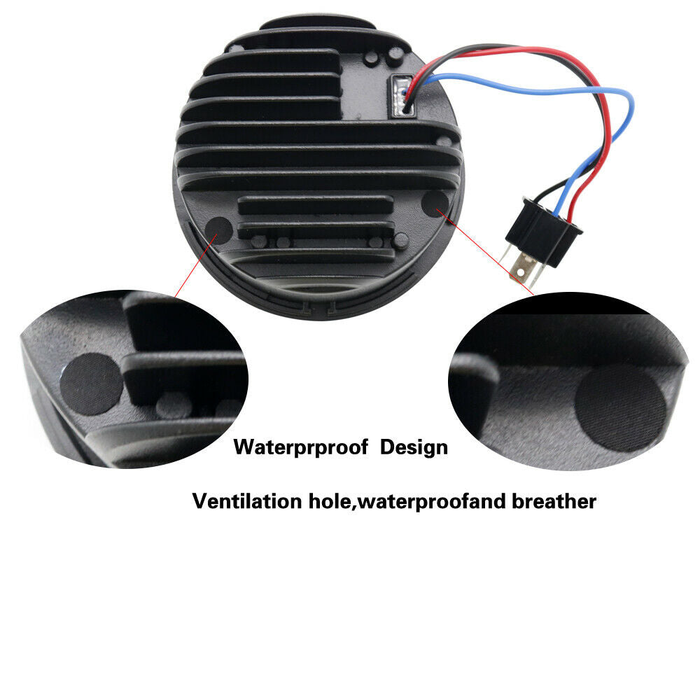 4.65 Inch Black Dual LED Headlight DRL Hi/Low Beam For Harley Dyna Fat Bob FXDF