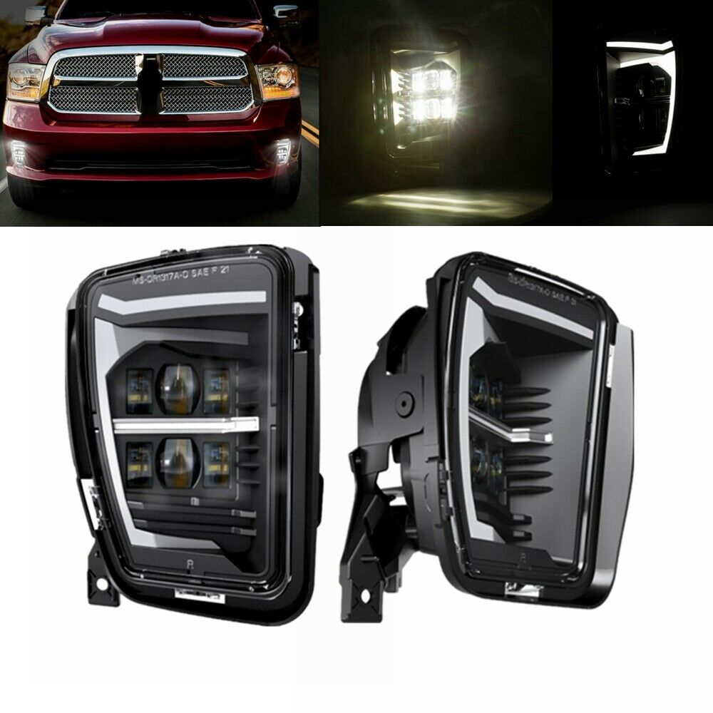 Pair LED Bumper Fog Light Clear Fog Lamp For Dodge RAM 1500 2500 3500 2013-2018