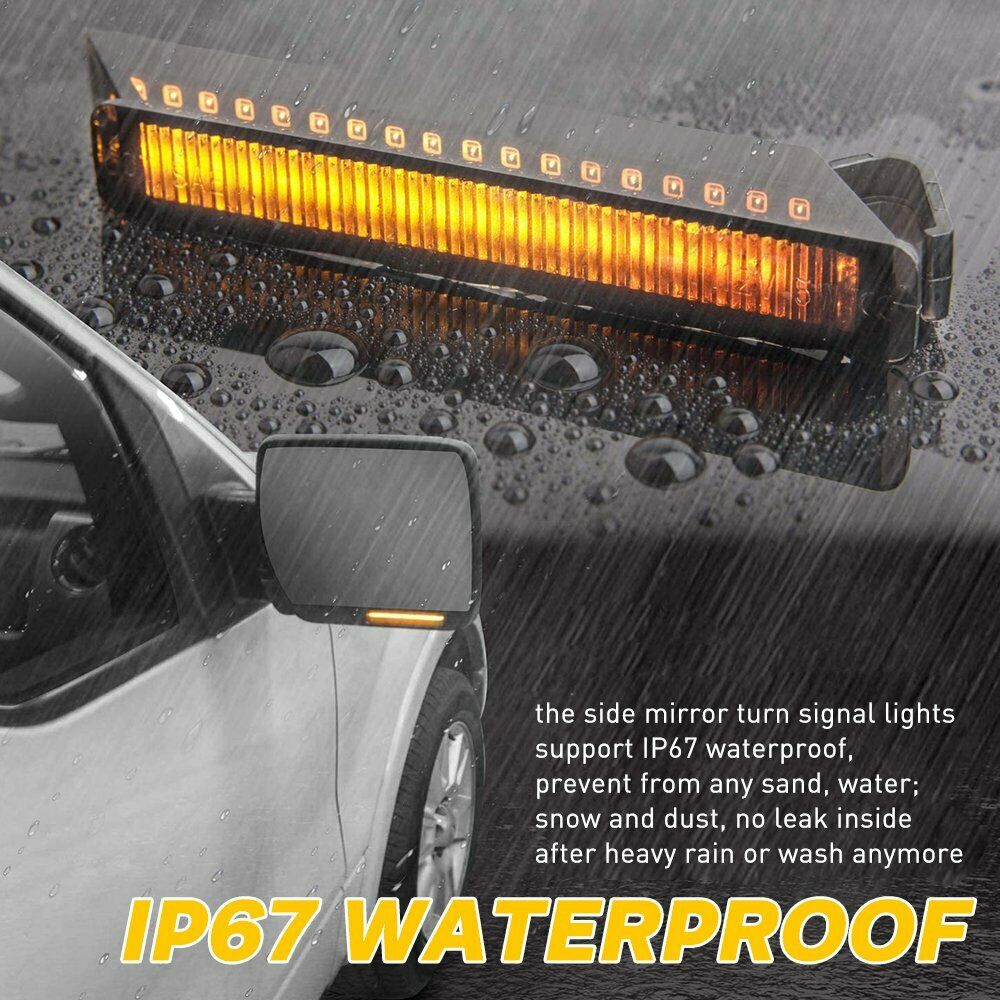 LED Under Side Mirror Turn Signal Light Bright Dynamic Sequential For Ford F-150