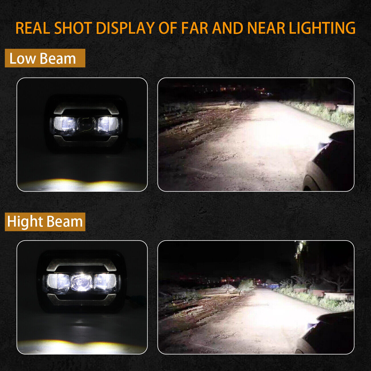 5x7Inch LED Headlights,7x6 Turn Signal DRL Hi/low Seal Beam For Jeep Cherokee XJ