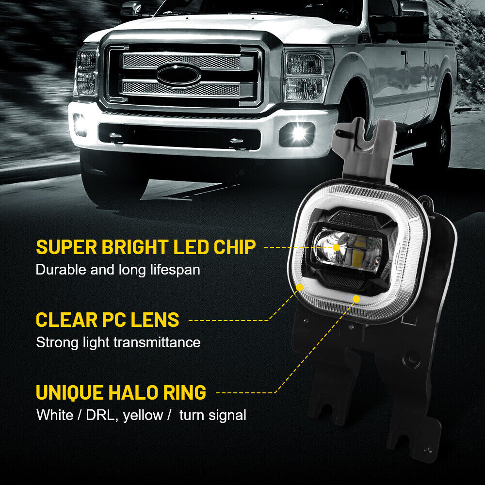 Pair LED Fog Lights Bumper Lamp For Ford F-250 F-350 F-450 F-550 2008-2010