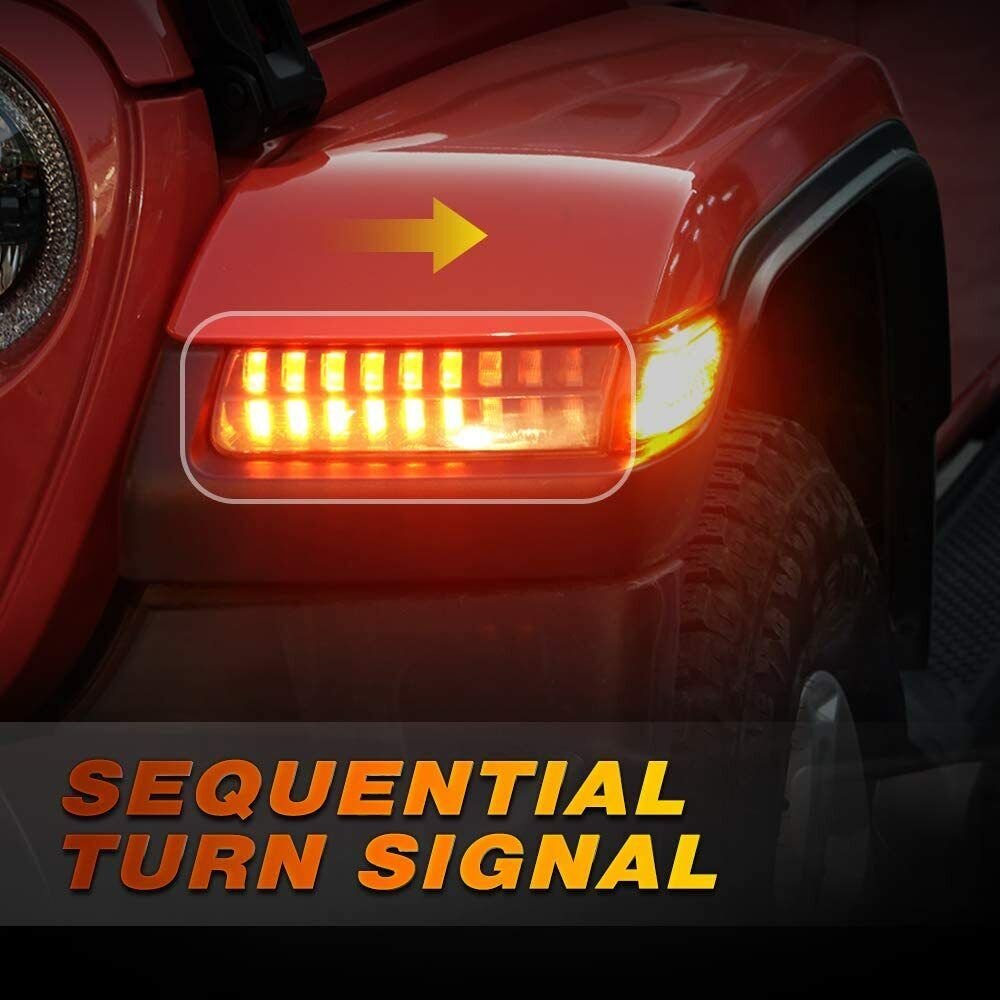 LED Fender Sequential Turn Signal Light Fit For Jeep Wrangler JL Rubicon 18-21