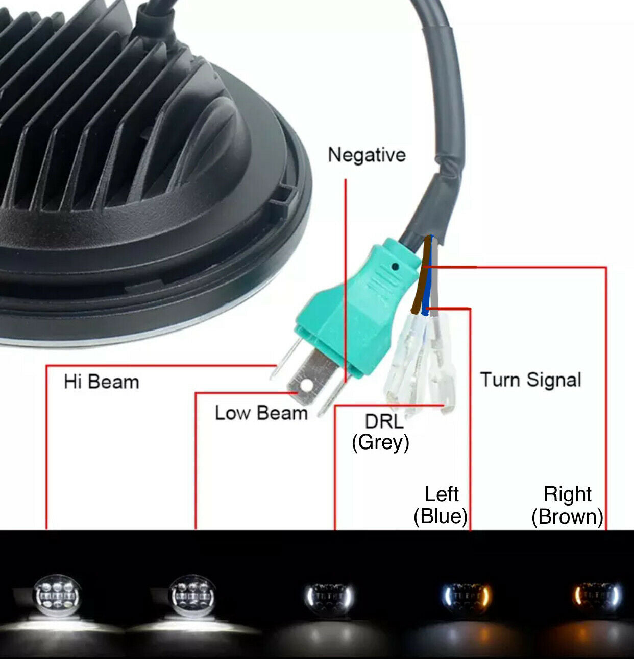 5.75" LED Headlight with Angle Eye Plug and Play for Indian Scout & Bobber