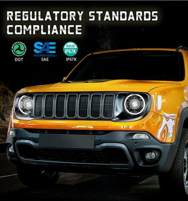 Plug and Play Led headlight Hi/Low beam with Halo For Jeep Renegade 2015-2022