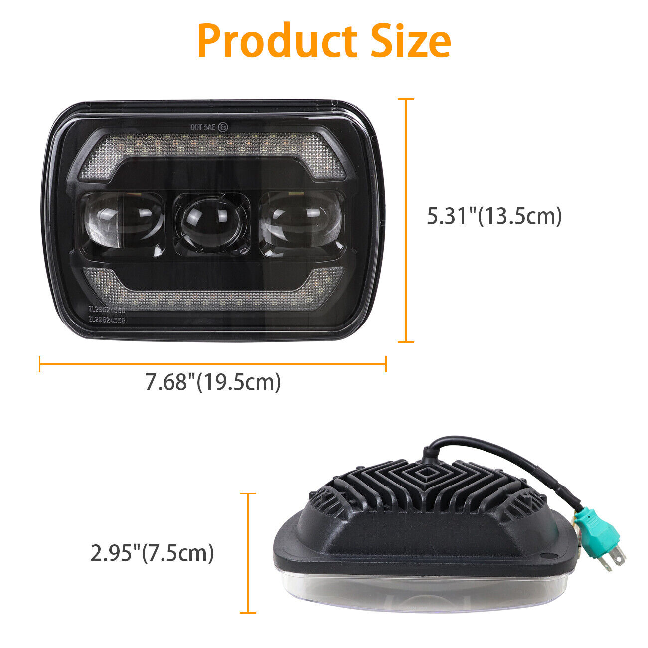 5x7Inch LED Headlights,7x6 Turn Signal DRL Hi/low Seal Beam For Jeep Cherokee XJ