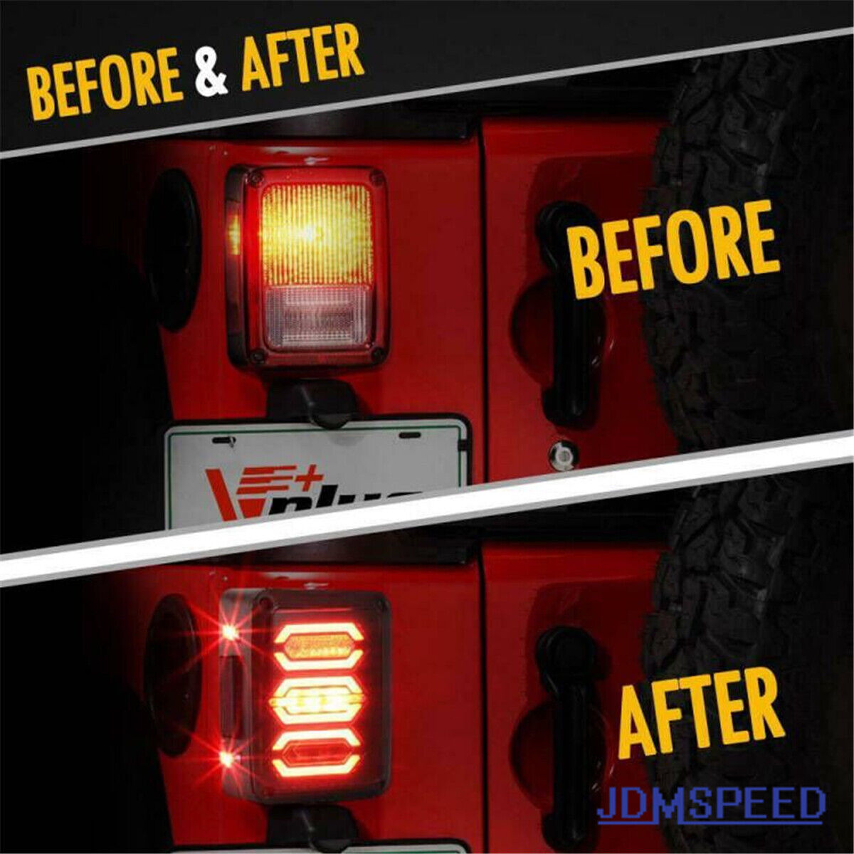 Pair LED Tail Light w/Turn Signal for Jeep Wrangler JKU JK Smoked Avenger 07-18