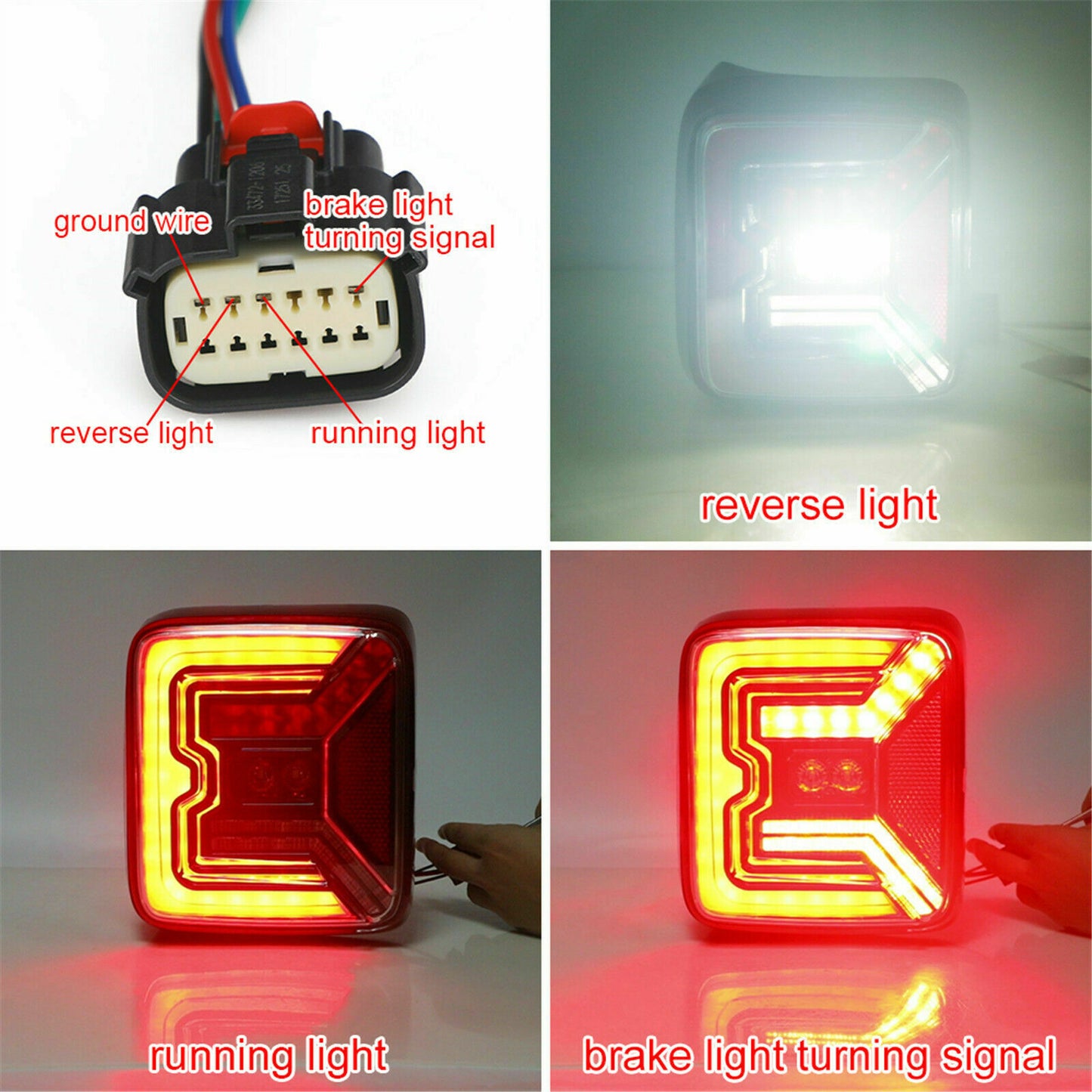 Pair LED Tail Lights Rear Lamp Break Turn Signal Light For Jeep Wrangler JL JLU