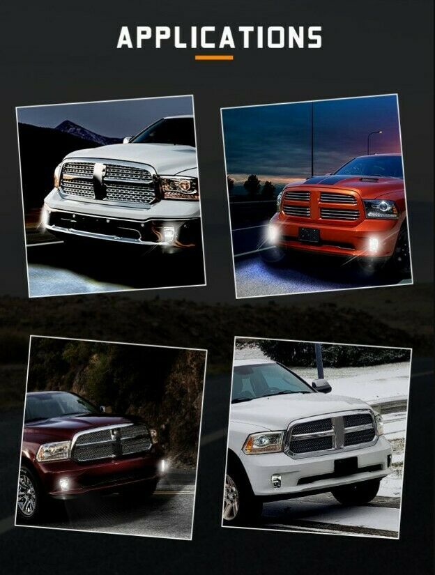 Pair LED Bumper Fog Light Clear Fog Lamp For Dodge RAM 1500 2500 3500 2013-2018