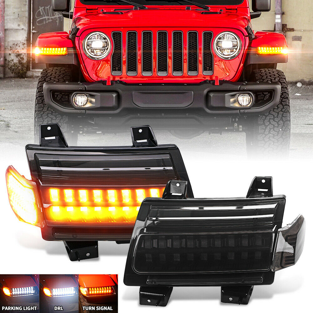 LED Fender Sequential Turn Signal Light Fit For Jeep Wrangler JL Rubicon 18-21