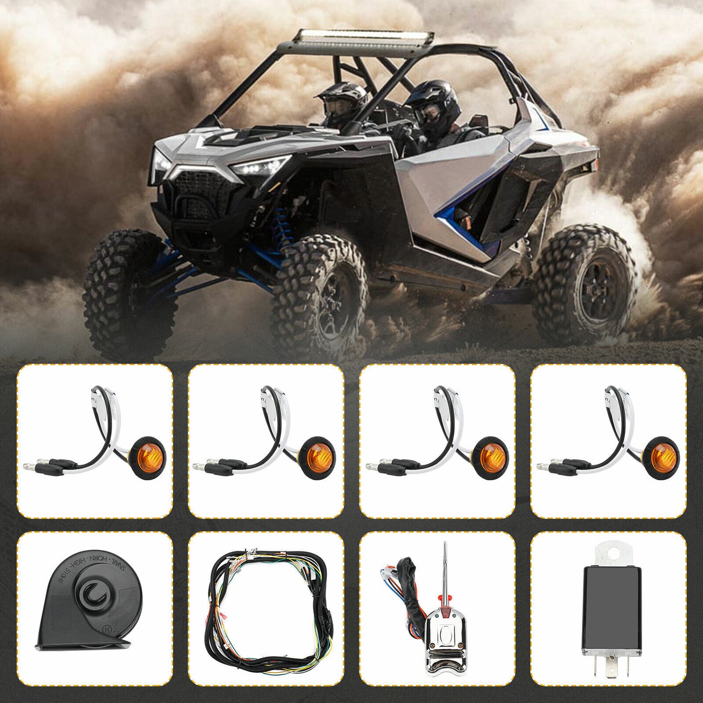 DIY UTV Turn Signal Street Light Horn Kit Column Turn Switch For Ranger RZR 1000
