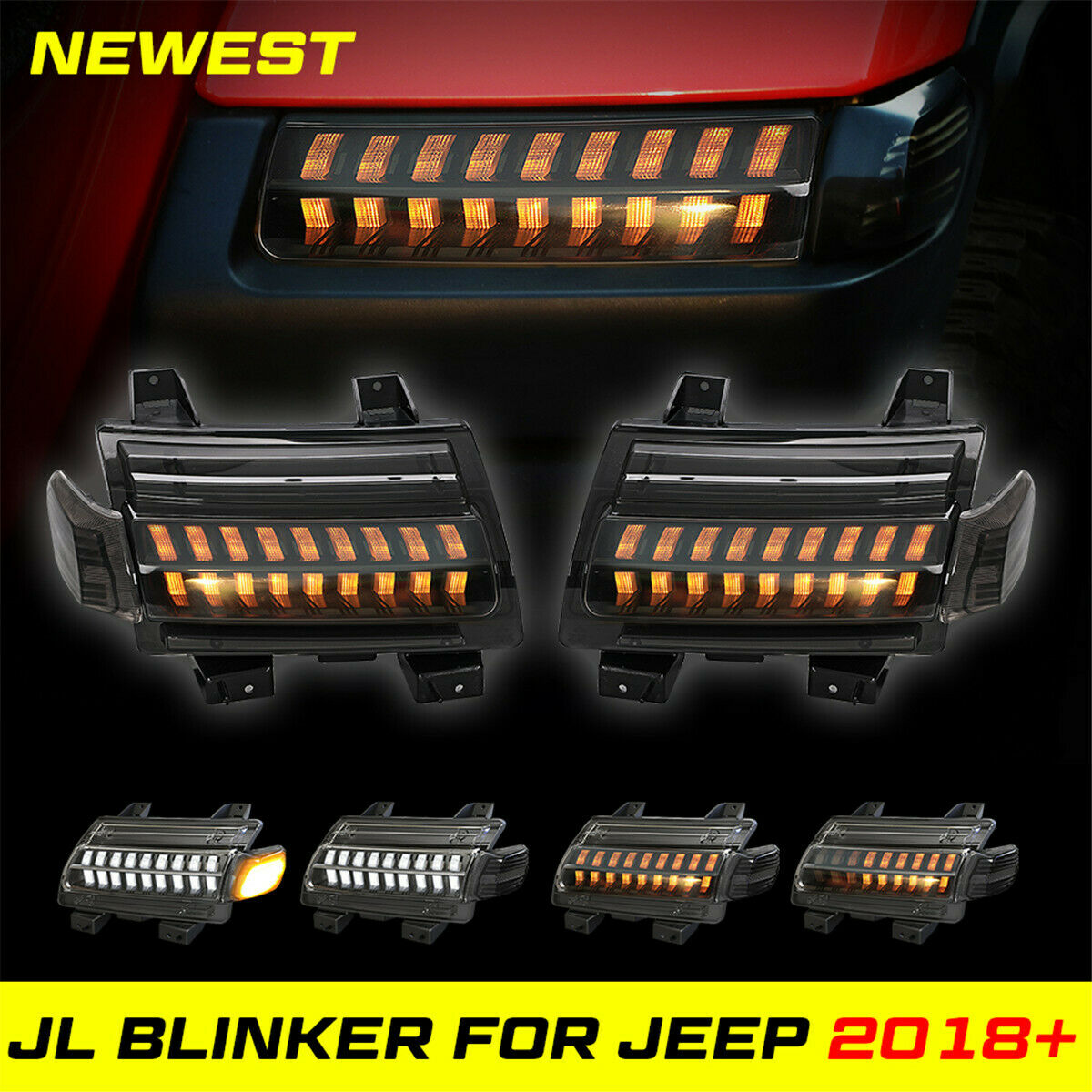 LED Sequencial Fender Lights and Running DRL Turn Signal For Jeep wrangler JL
