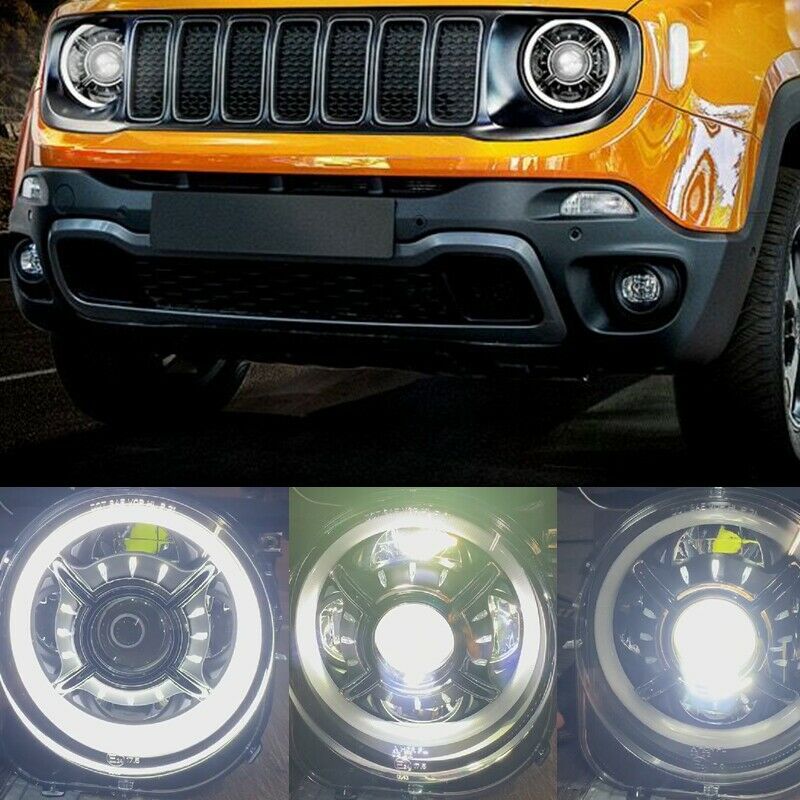 Plug and Play Led headlight Hi/Low beam with Halo For Jeep Renegade 2015-2022