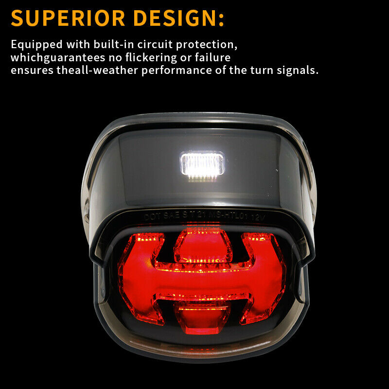 Smoke Rear Brake Turn Signals LED Tail Light For Harley Dyna Sportster Touring