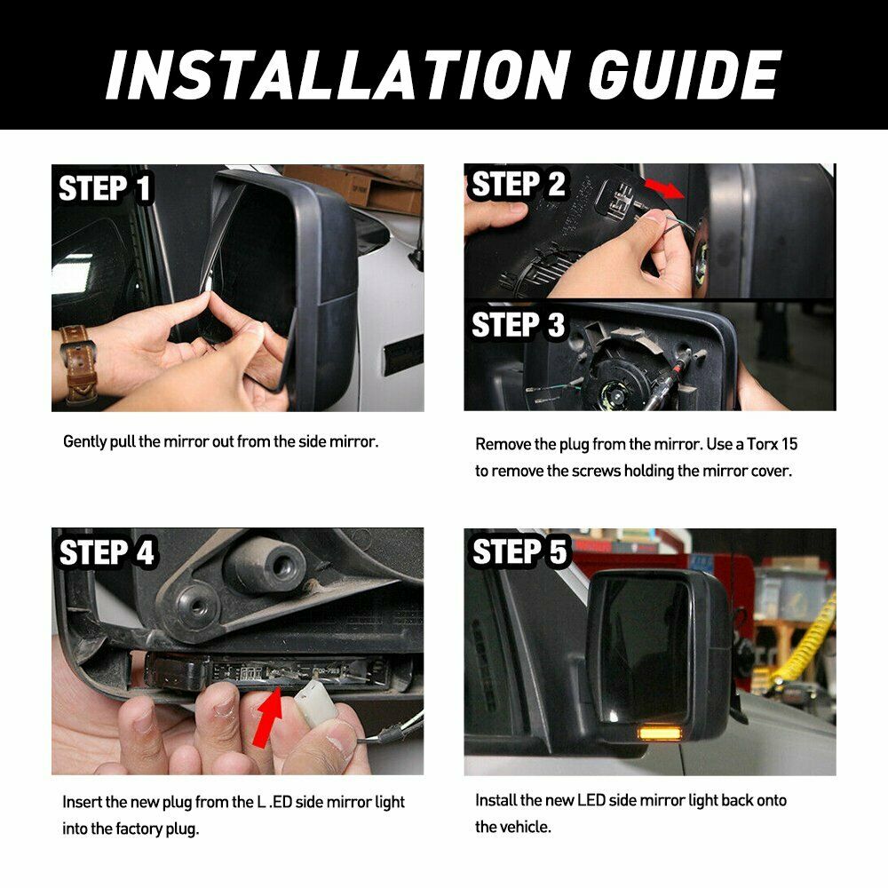 LED Under Side Mirror Turn Signal Light Bright Dynamic Sequential For Ford F-150